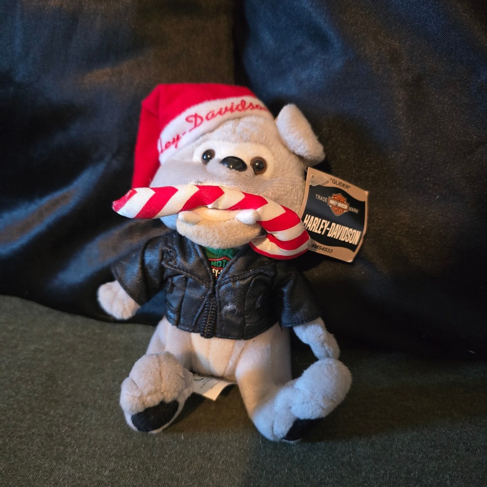 Harley-Davidson Glider Bulldog Plush 7in Christmas Biker Dog Grey MS4533 NWT